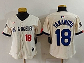 Women's Los Angeles Dodgers #18 Yoshinobu Yamamoto Number Cream 2024 City Connect Limited Stitched Jersey,baseball caps,new era cap wholesale,wholesale hats